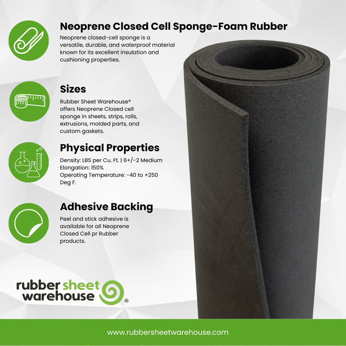 Neoprene Sponge-Foam Rubber, Closed Cell - Sheets