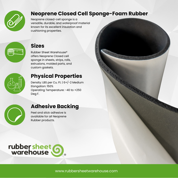 Neoprene Sponge-Foam Rubber, Closed Cell - Sheets