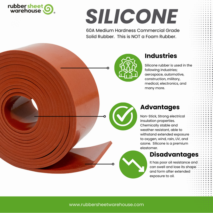 Silicone Rubber Rolls & Sheets 60A Medium Hardness