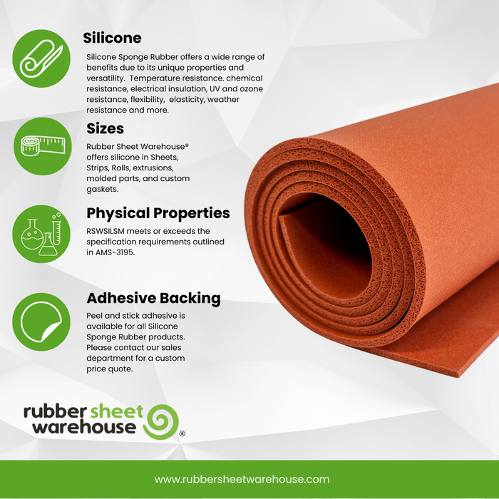 Silicone Sponge Rubber Medium Density | Rolls, Sheets & Strips AMS-3195 | Fabric Finish