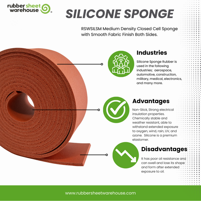 Silicone Sponge Rubber Medium Density | Rolls, Sheets & Strips AMS-3195 | Fabric Finish