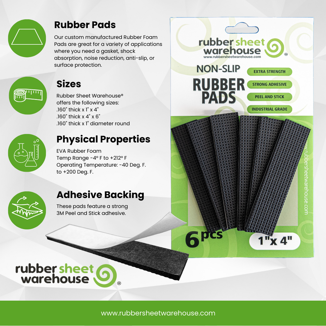 Rubber Foam Pads- Non Slip- Adhesive Peel And Stick — Rubber Sheet 