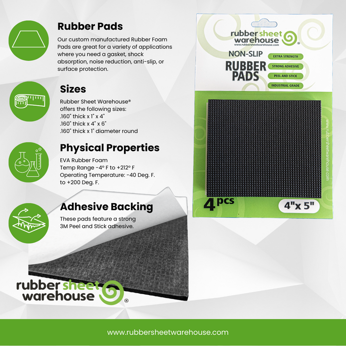 Rubber Foam Pads- NON SLIP- Adhesive Peel and Stick