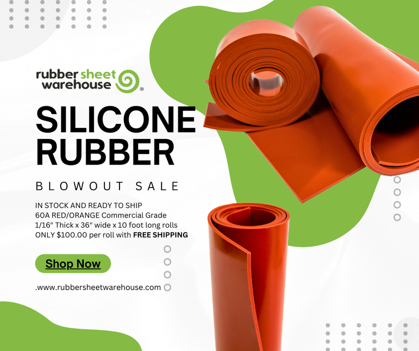 Commercial Grade Silicone Rubber 60A SALE   1/16" x 36" x 10 foot