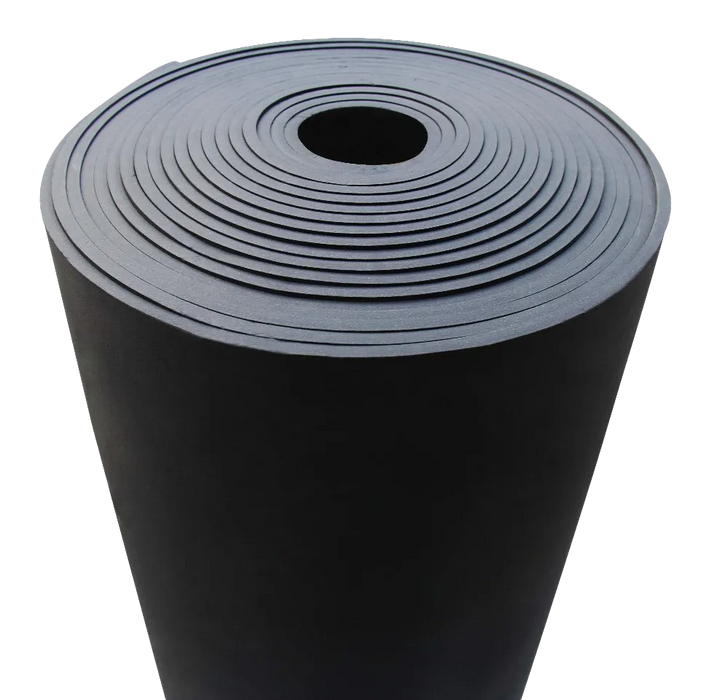 Rubber Roll Matting - 1/4 Thick - Solid Black | 4' Wide